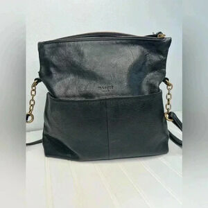 Margot black buttery leather crossbody purse, adjustable straps